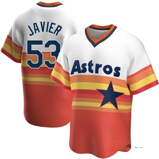 Men's Cristian Javier Houston Astros Replica White Home Cooperstown Collection Jersey