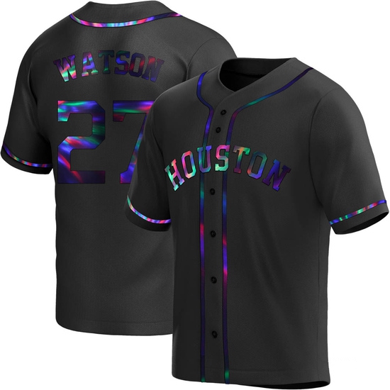 Men's Bob Watson Houston Astros Replica Black Holographic Alternate Jersey