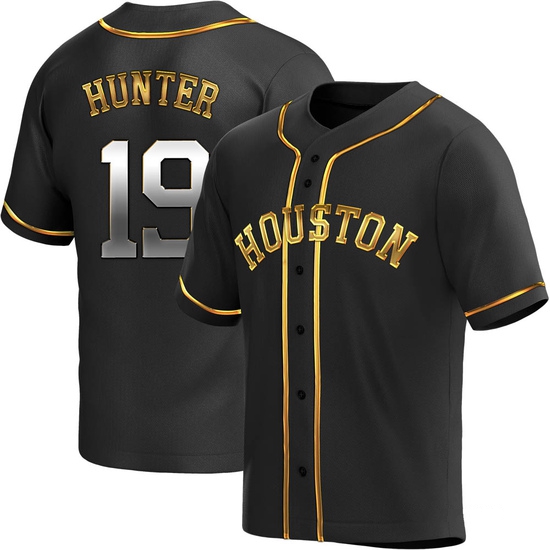 Men's Brian Hunter Houston Astros Replica Black Golden Alternate Jersey