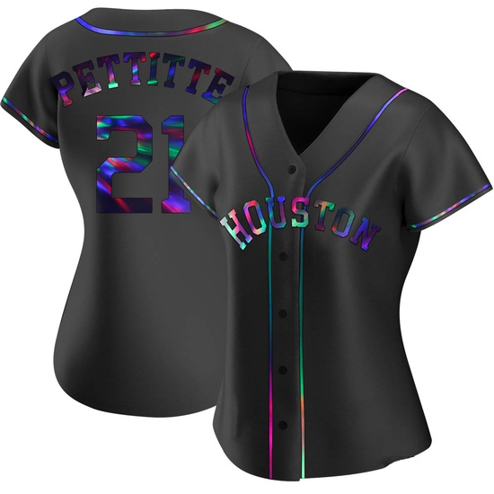 Women's Andy Pettitte Houston Astros Replica Black Holographic Alternate Jersey