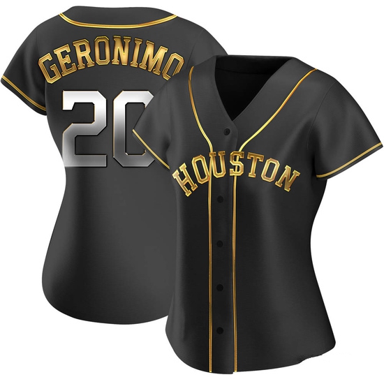 Women's Cesar Geronimo Houston Astros Replica Black Golden Alternate Jersey
