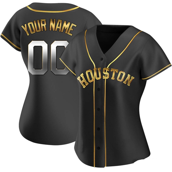 Women's Custom Houston Astros Replica Black Golden Alternate Jersey