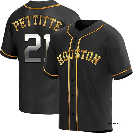 Youth Andy Pettitte Houston Astros Replica Black Golden Alternate Jersey