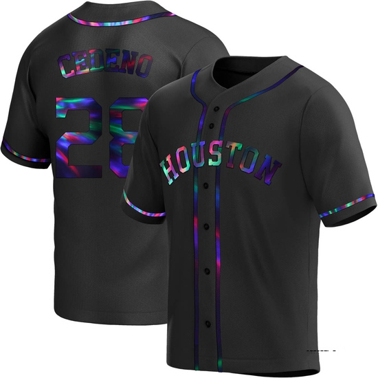 Youth Cesar Cedeno Houston Astros Replica Black Holographic Alternate Jersey