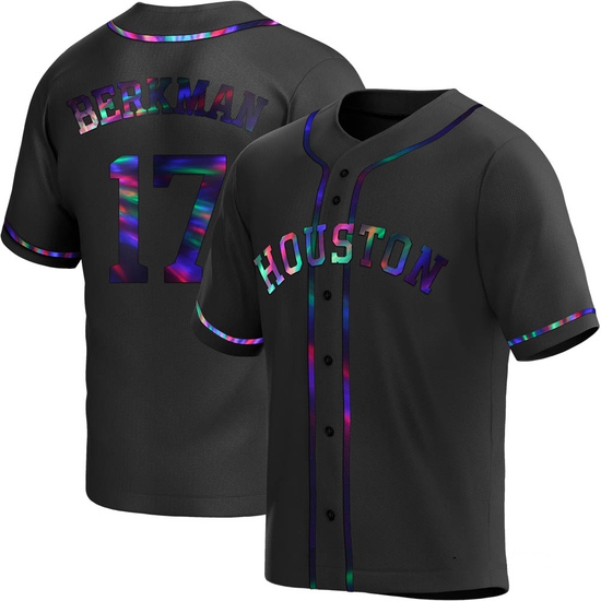Men's Lance Berkman Houston Astros Replica Black Holographic Alternate Jersey