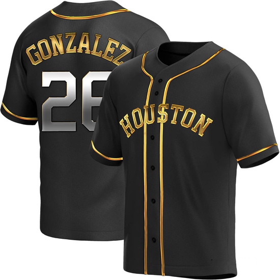 Men's Luis Gonzalez Houston Astros Replica Black Golden Alternate Jersey