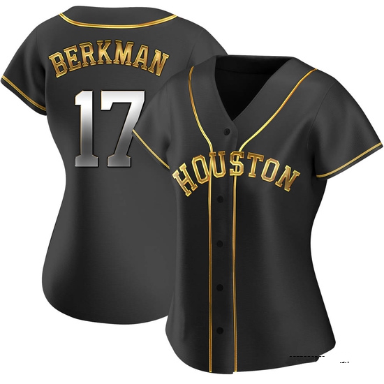Women's Lance Berkman Houston Astros Replica Black Golden Alternate Jersey