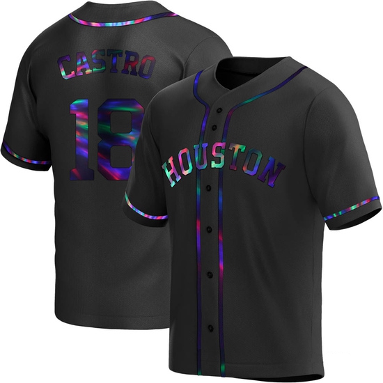 Youth Jason Castro Houston Astros Replica Black Holographic Alternate Jersey