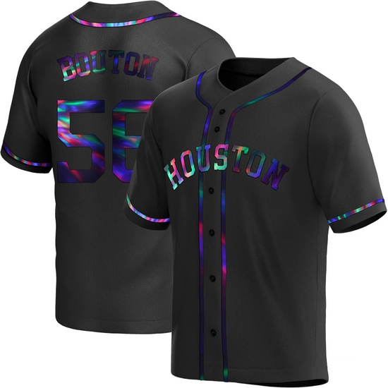 Youth Jim Bouton Houston Astros Replica Black Holographic Alternate Jersey
