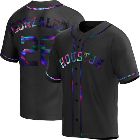 Men's Luis Gonzalez Houston Astros Replica Black Holographic Alternate Jersey