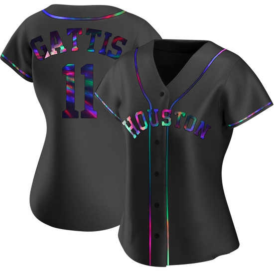 Women's Evan Gattis Houston Astros Replica Black Holographic Alternate Jersey