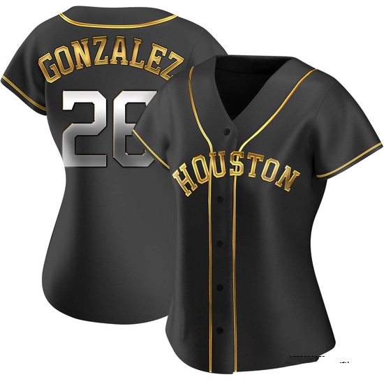 Women's Luis Gonzalez Houston Astros Replica Black Golden Alternate Jersey