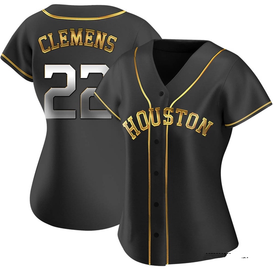 Women's Roger Clemens Houston Astros Replica Black Golden Alternate Jersey