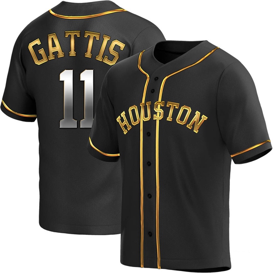 Youth Evan Gattis Houston Astros Replica Black Golden Alternate Jersey
