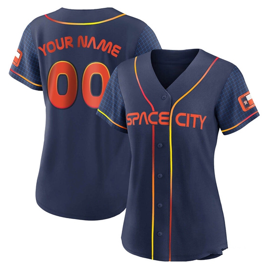 Women's Custom Houston Astros Authentic Navy 2022 City Connect Jersey