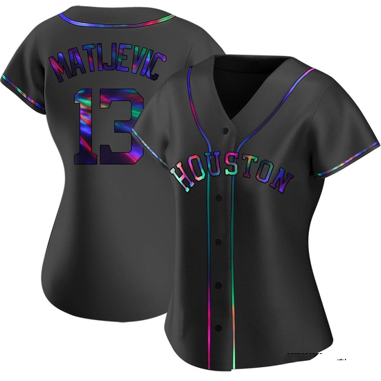 Women's J.J. Matijevic Houston Astros Replica Black Holographic Alternate Jersey