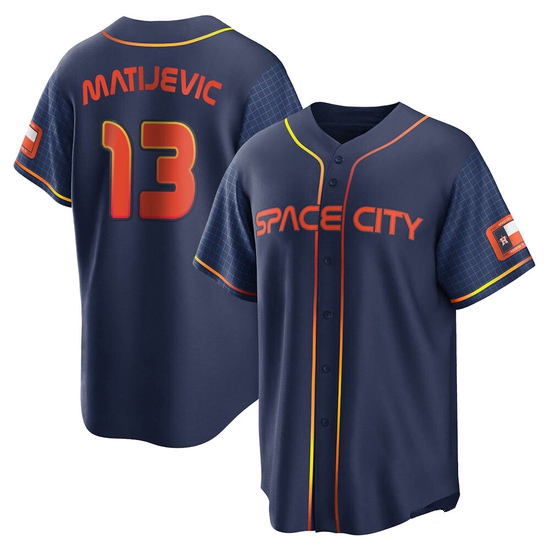 Youth J.J. Matijevic Houston Astros Replica Navy 2022 City Connect Jersey