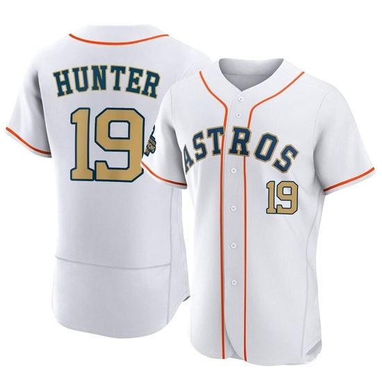 Men's Brian Hunter Houston Astros Authentic Gold White 2023 Collection Jersey