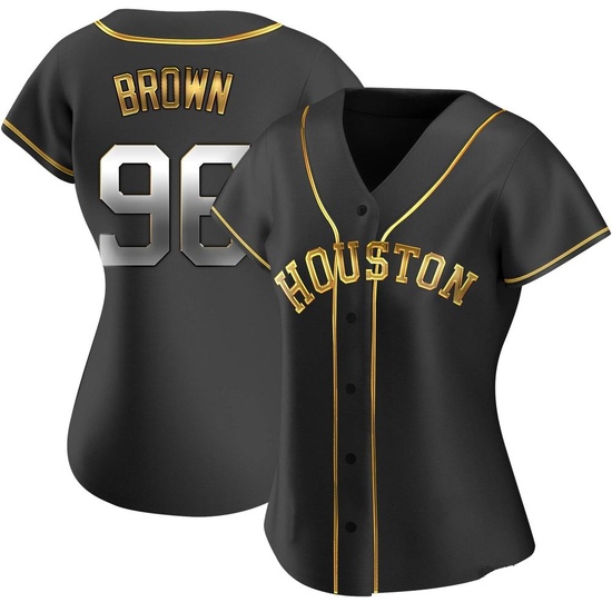 Women's Aaron Brown Houston Astros Replica Black Golden Alternate Jersey