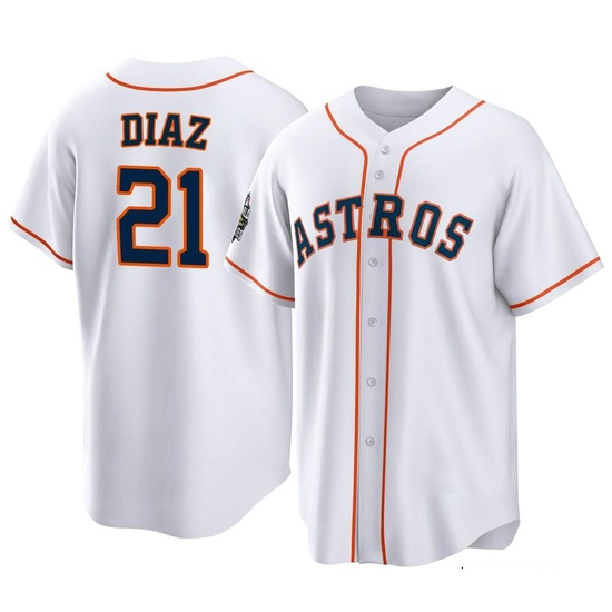 Youth Yainer Diaz Houston Astros Replica White 2022 World Series Home Jersey