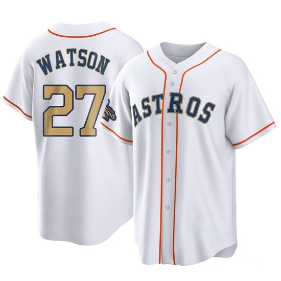 Men's Bob Watson Houston Astros Replica Gold White 2023 Collection Jersey