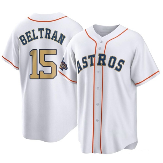 Men's Carlos Beltran Houston Astros Replica Gold White 2023 Collection Jersey