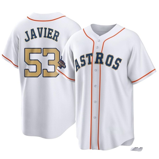 Men's Cristian Javier Houston Astros Replica Gold White 2023 Collection Jersey