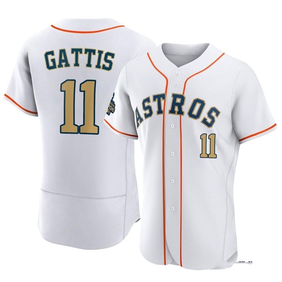 Men's Evan Gattis Houston Astros Authentic Gold White 2023 Collection Jersey
