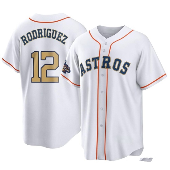 Men's Ivan Rodriguez Houston Astros Replica Gold White 2023 Collection Jersey
