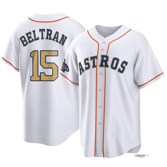 Youth Carlos Beltran Houston Astros Replica Gold White 2023 Collection Jersey