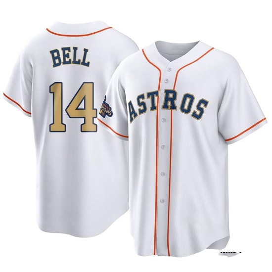 Youth Derek Bell Houston Astros Replica Gold White 2023 Collection Jersey