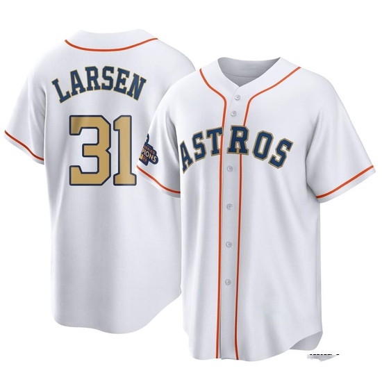 Youth Don Larsen Houston Astros Replica Gold White 2023 Collection Jersey