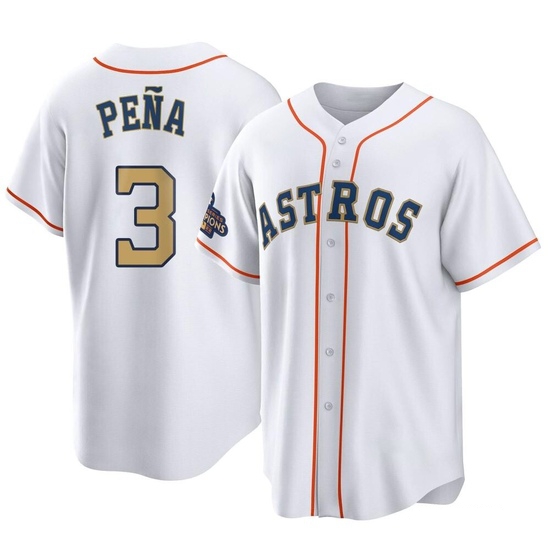 Youth Jeremy Pena Houston Astros Replica Gold White 2023 Collection Jersey