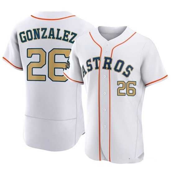 Men's Luis Gonzalez Houston Astros Authentic Gold White 2023 Collection Jersey