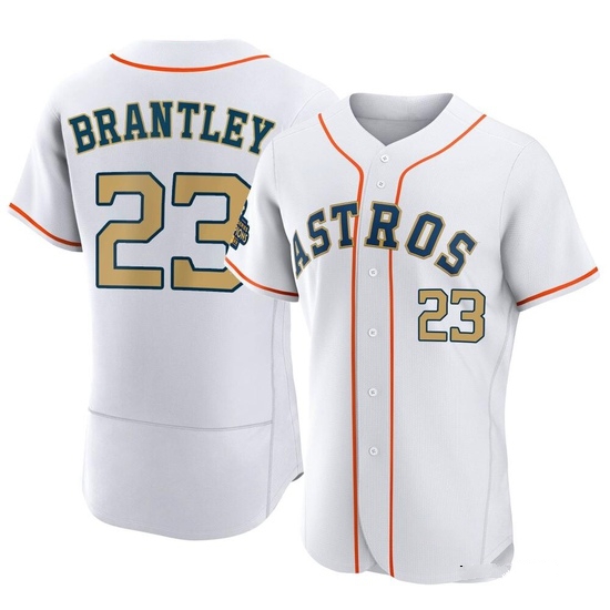 Men's Michael Brantley Houston Astros Authentic Gold White 2023 Collection Jersey