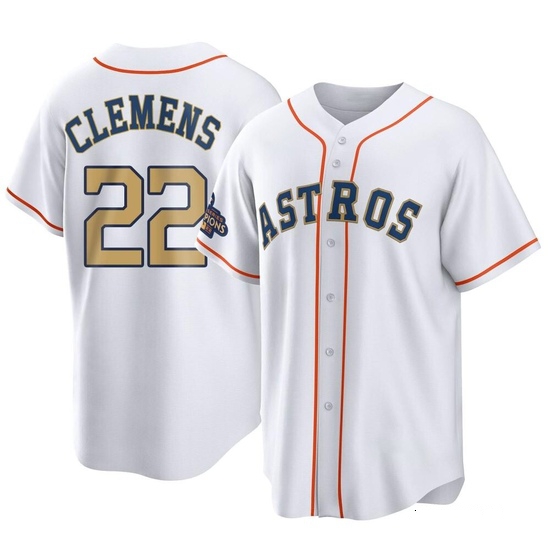 Youth Roger Clemens Houston Astros Replica Gold White 2023 Collection Jersey