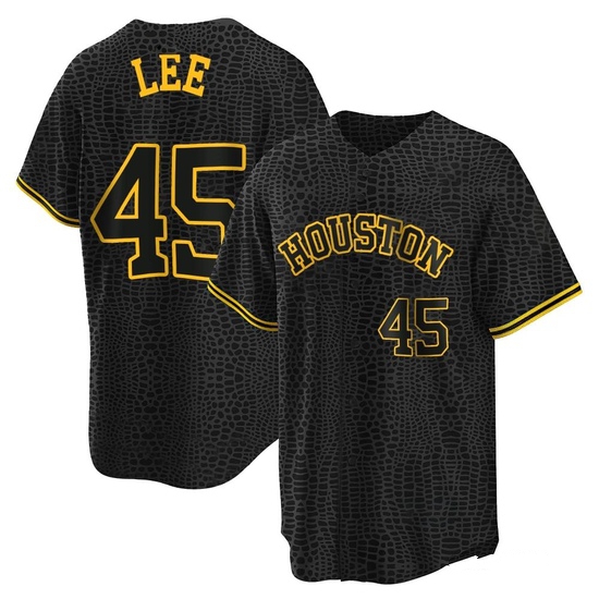 Men's Carlos Lee Houston Astros Replica Black Snake Skin City Jersey