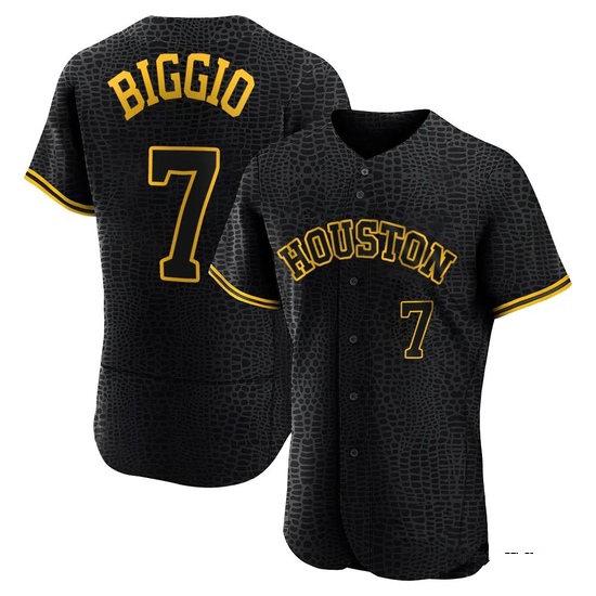 Men's Craig Biggio Houston Astros Authentic Black Snake Skin City Jersey