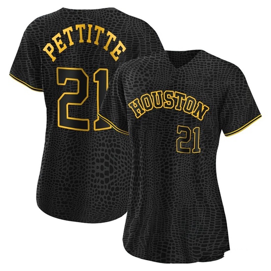 Women's Andy Pettitte Houston Astros Replica Black Snake Skin City Jersey