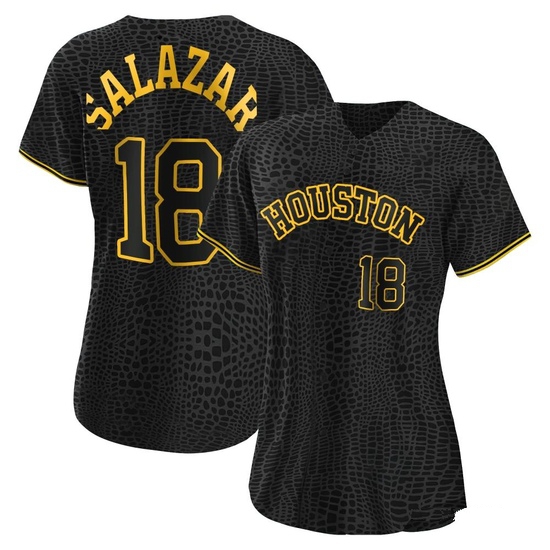 Women's Cesar Salazar Houston Astros Authentic Black Snake Skin City Jersey