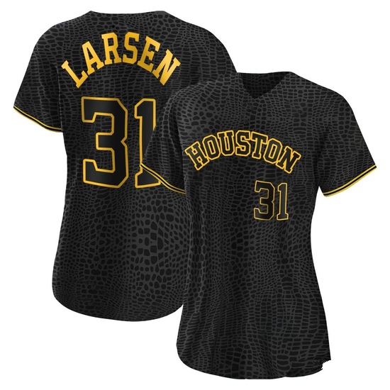 Women's Don Larsen Houston Astros Authentic Black Snake Skin City Jersey