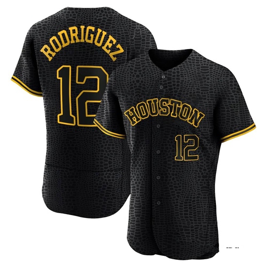 Men's Ivan Rodriguez Houston Astros Authentic Black Snake Skin City Jersey