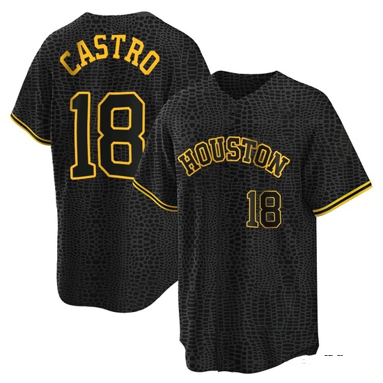 Men's Jason Castro Houston Astros Replica Black Snake Skin City Jersey