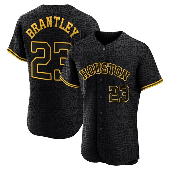 Men's Michael Brantley Houston Astros Authentic Black Snake Skin City Jersey