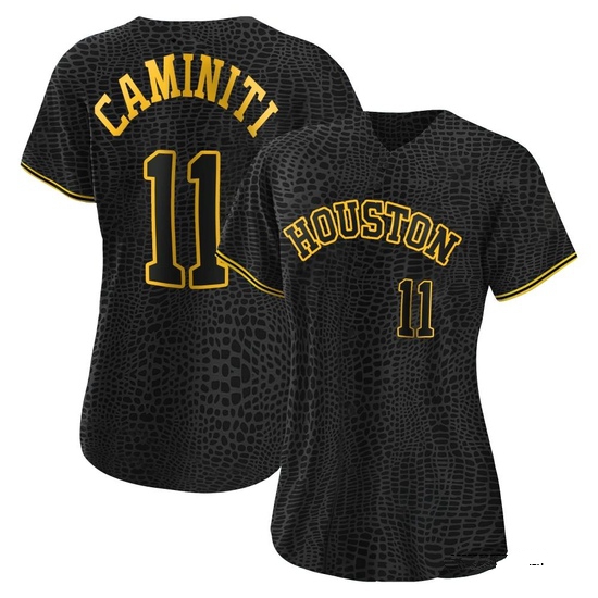 Women's Ken Caminiti Houston Astros Authentic Black Snake Skin City Jersey