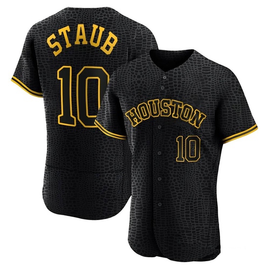 Men's Rusty Staub Houston Astros Authentic Black Snake Skin City Jersey