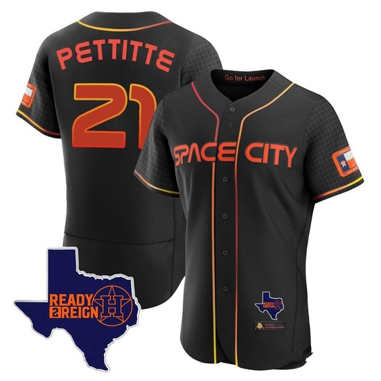 Men's Andy Pettitte Houston Astros Authentic Black 2023 Space City Ready 2 Reign Flex Base Jersey
