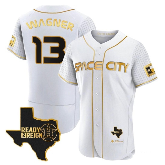 Men's Billy Wagner Houston Astros Authentic Gold 2023 Space City Ready 2 Reign Flex Base White/ Jersey
