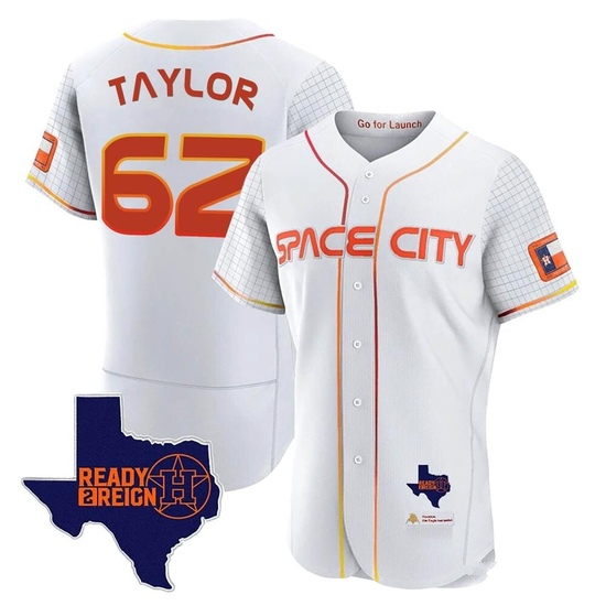 Men's Blake Taylor Houston Astros Authentic White 2023 Space City Ready 2 Reign Flex Base Jersey