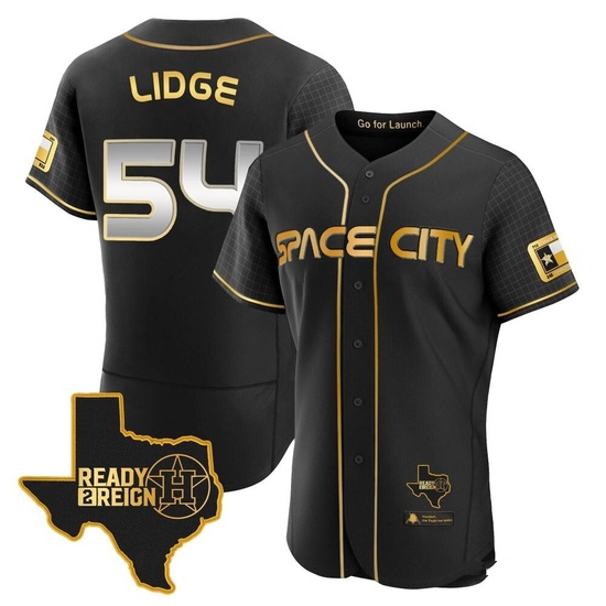 Men's Brad Lidge Houston Astros Authentic Black/Gold 2023 Space City Ready 2 Reign Flex Base Jersey
